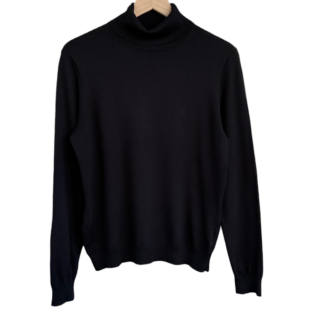 Lauren Ralph Lauren Black Silk Blend Turtleneck Sweater Womens Large LRL Logo
